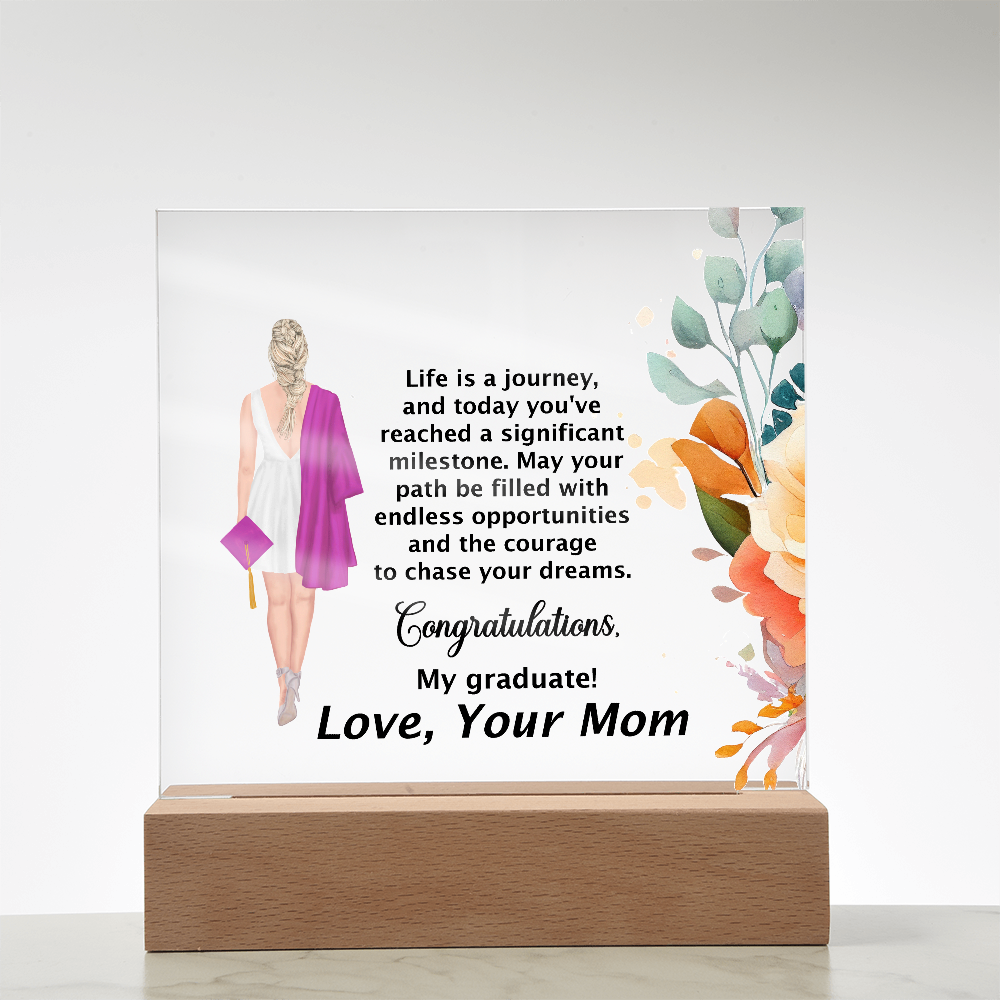 Graduation Day Gift - Beautiful Printed Square Acrylic Plaque to Inspire the Future
