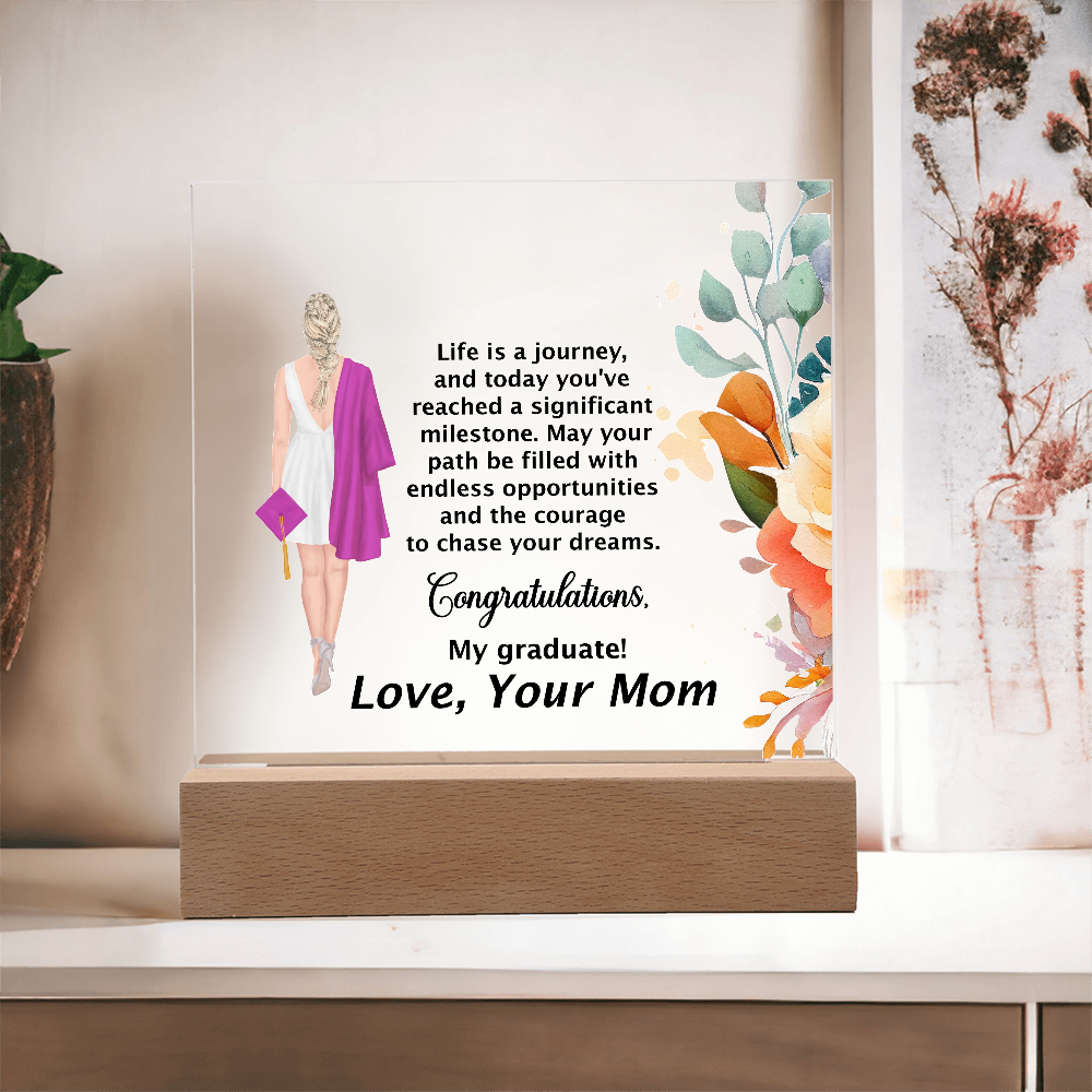 Graduation Day Gift - Beautiful Printed Square Acrylic Plaque to Inspire the Future