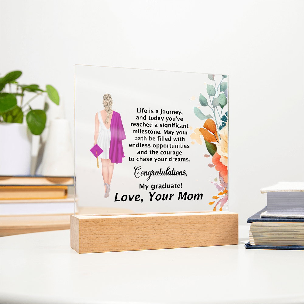 Graduation Day Gift - Beautiful Printed Square Acrylic Plaque to Inspire the Future