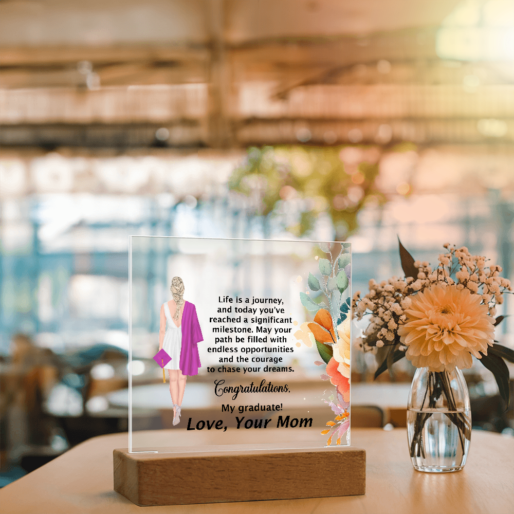 Graduation Day Gift - Beautiful Printed Square Acrylic Plaque to Inspire the Future