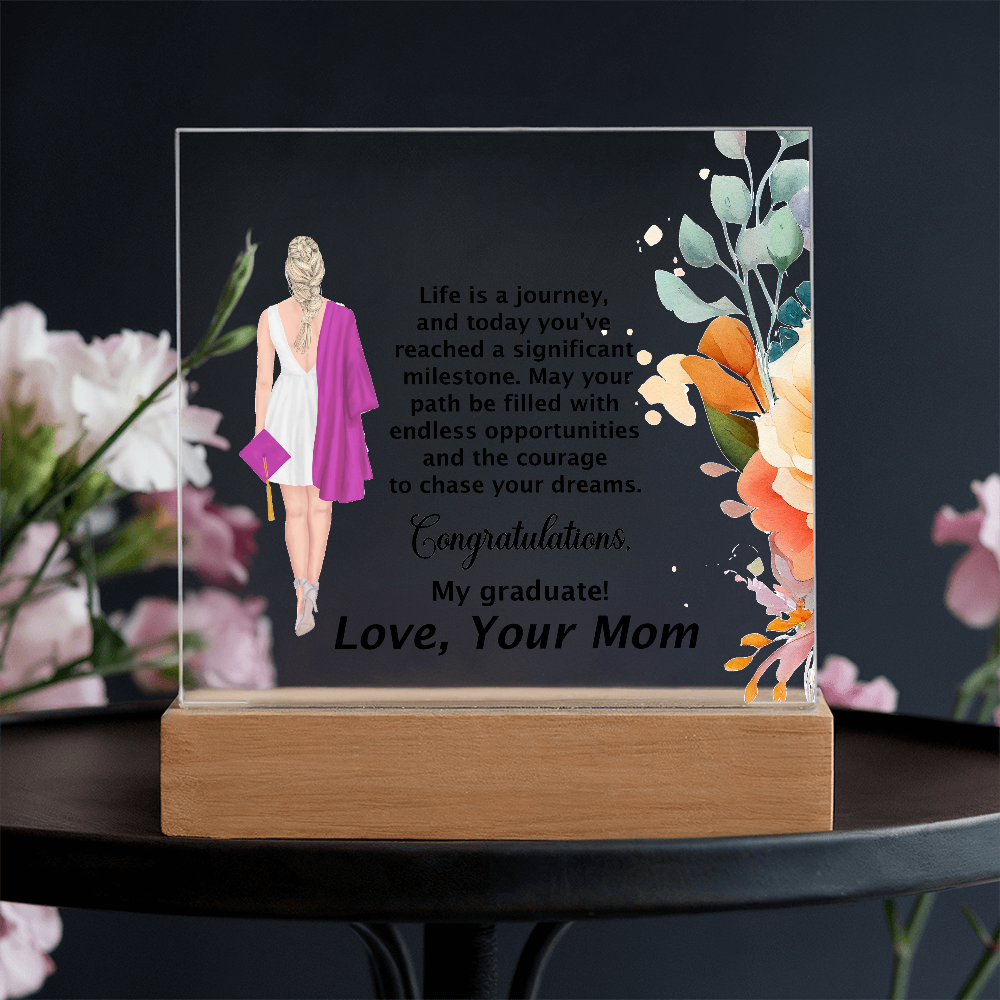Graduation Day Gift - Beautiful Printed Square Acrylic Plaque to Inspire the Future
