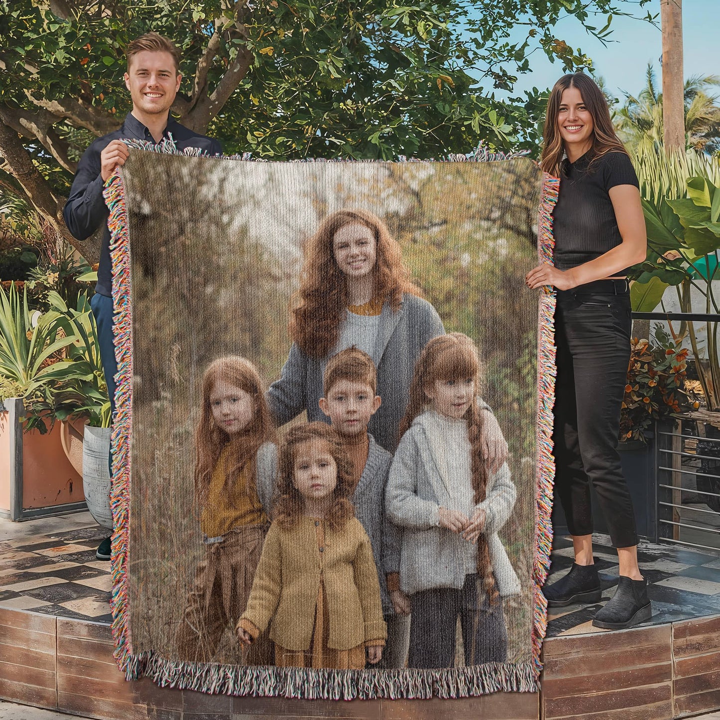 Personalized Woven Photo Blanket for Mom or Grandma – Custom Heirloom Picture Throw Gift