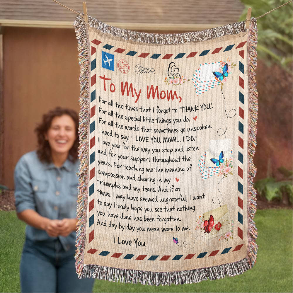 Heirloom Artwork Woven Blanket for Mom - 100% Cotton Keepsake with Heartfelt Message - Perfect Gift for Mother's Day, Birthdays, Anniversaries, or Special Occasions