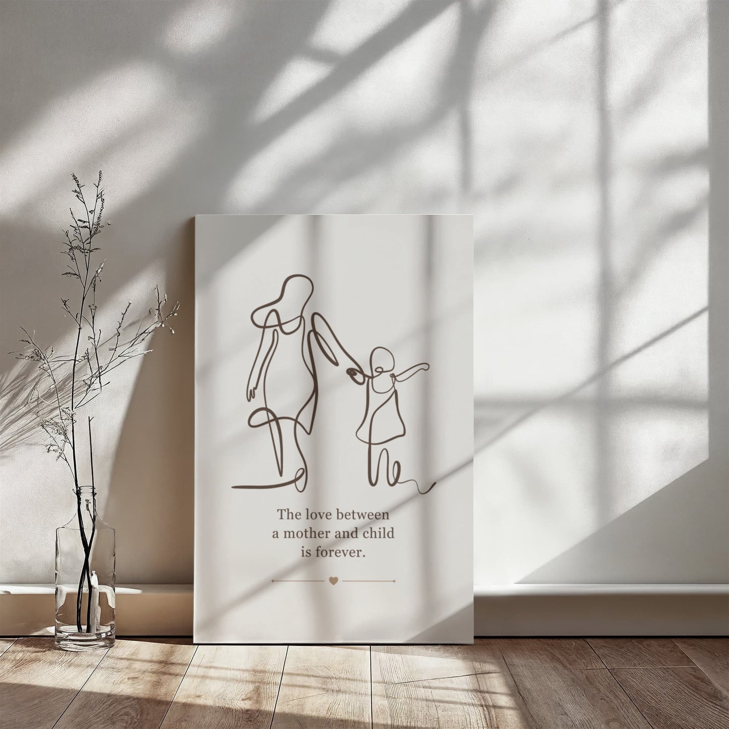 Minimalist Mother and Child Canvas Wall Art | Modern Line Drawing | Elegant Mother's Day Gift for Mom