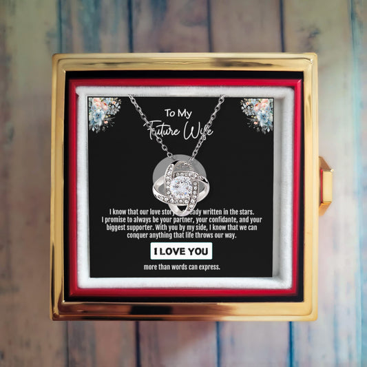 To My Future Wife,  Love Knot Necklace, Romantic Jewelry Message Card from the Man Waiting for You – A Gift of Love, Destiny, and Forever Commitment