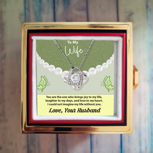 Wife Gift from Husband – Love Knot Necklace - To My Wife with Eternal Love – Sentimental Jewelry Present with Emotional Message Card
