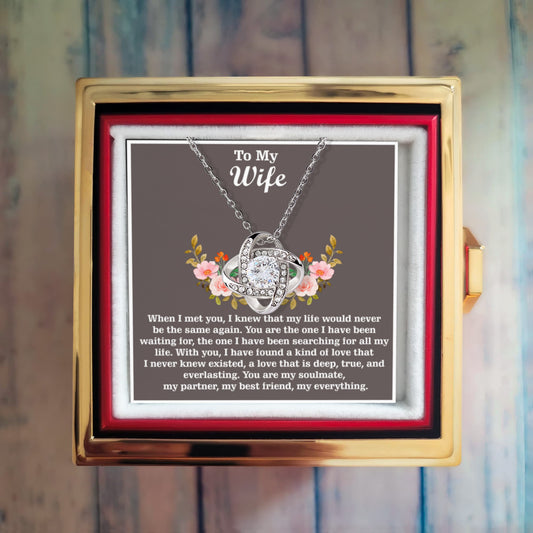 Love Knot Necklace, To My Wife – Meaningful Message Card for Wife from Husband – Never Forget How Special You Are to Me – Romantic Gift for Anniversary