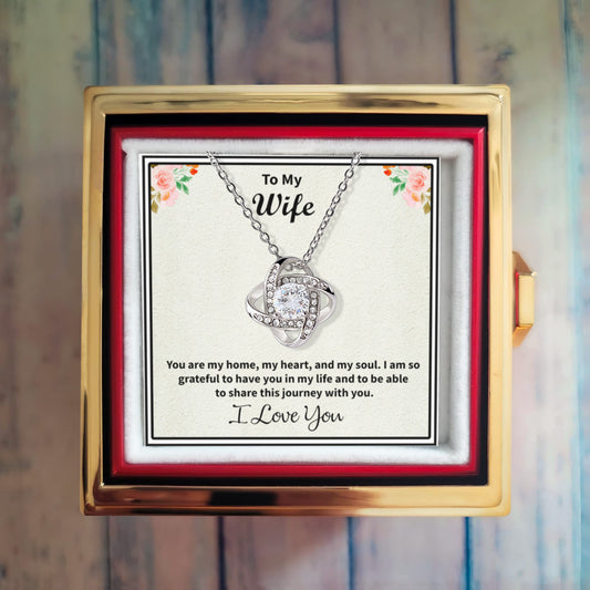 To My Wife – Love Knot Necklace - Romantic Gift from Husband – Love Message Jewelry for Anniversary, Birthday, or Just Because