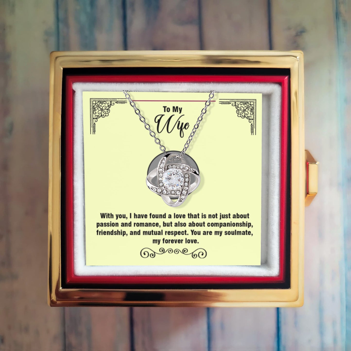 Beautiful Love Letter Card with Jewelry – Love Knot Necklace - Deeply Personal and Touching Anniversary or Birthday Gift