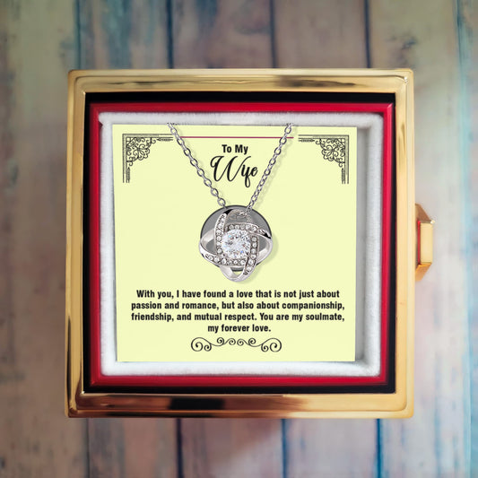 Beautiful Love Letter Card with Jewelry – Love Knot Necklace - Deeply Personal and Touching Anniversary or Birthday Gift