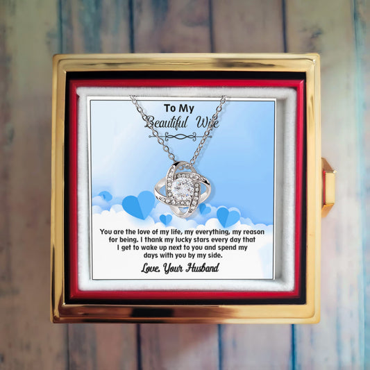 To My Beautiful Wife – Love Knot Necklace -  Grateful for This Journey Together – Anniversary or Birthday Love Gift