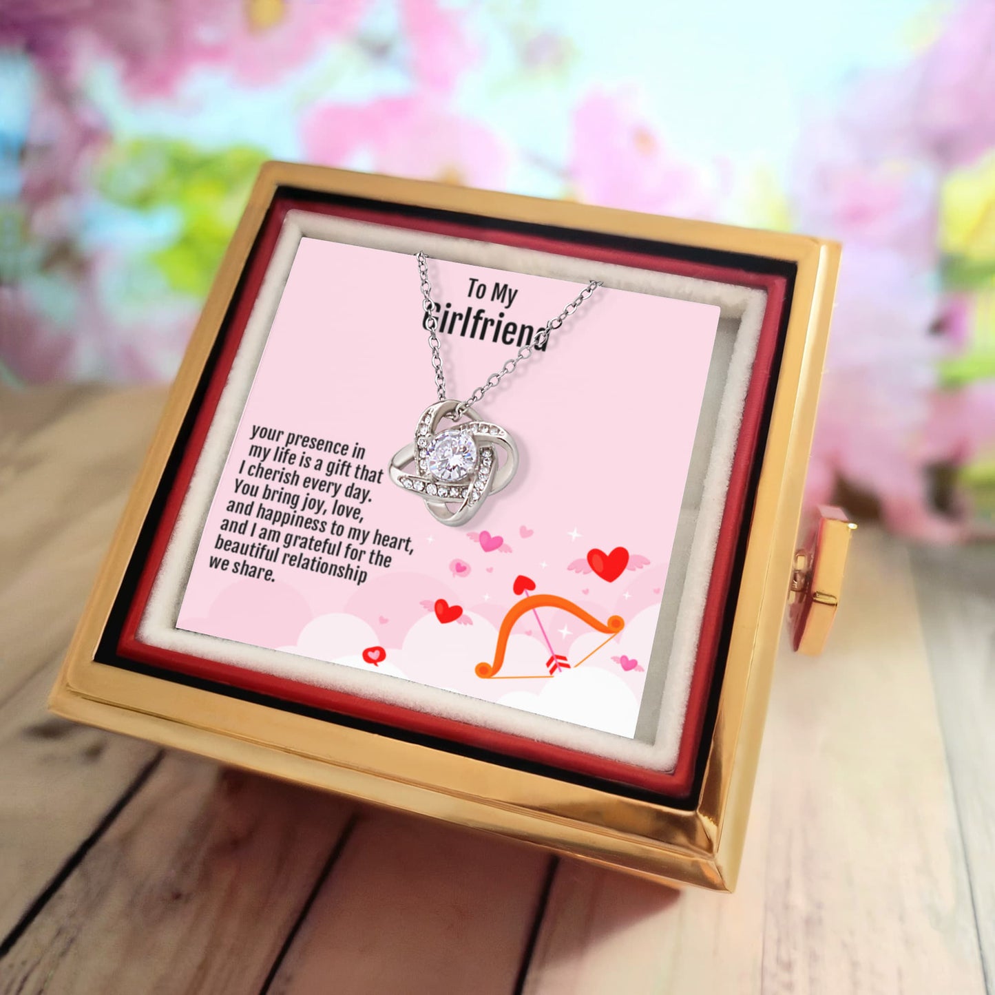 You Are a Gift in My Life – Love Knot Necklace - Romantic Note for Girlfriend Who Brings Love and Happiness Every Day