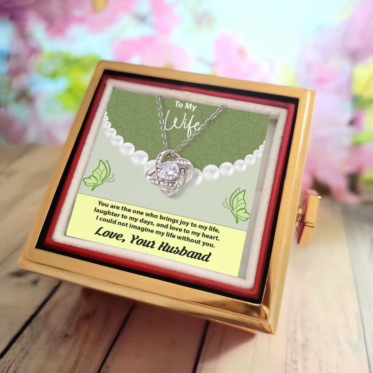 Wife Gift from Husband – Love Knot Necklace - To My Wife with Eternal Love – Sentimental Jewelry Present with Emotional Message Card