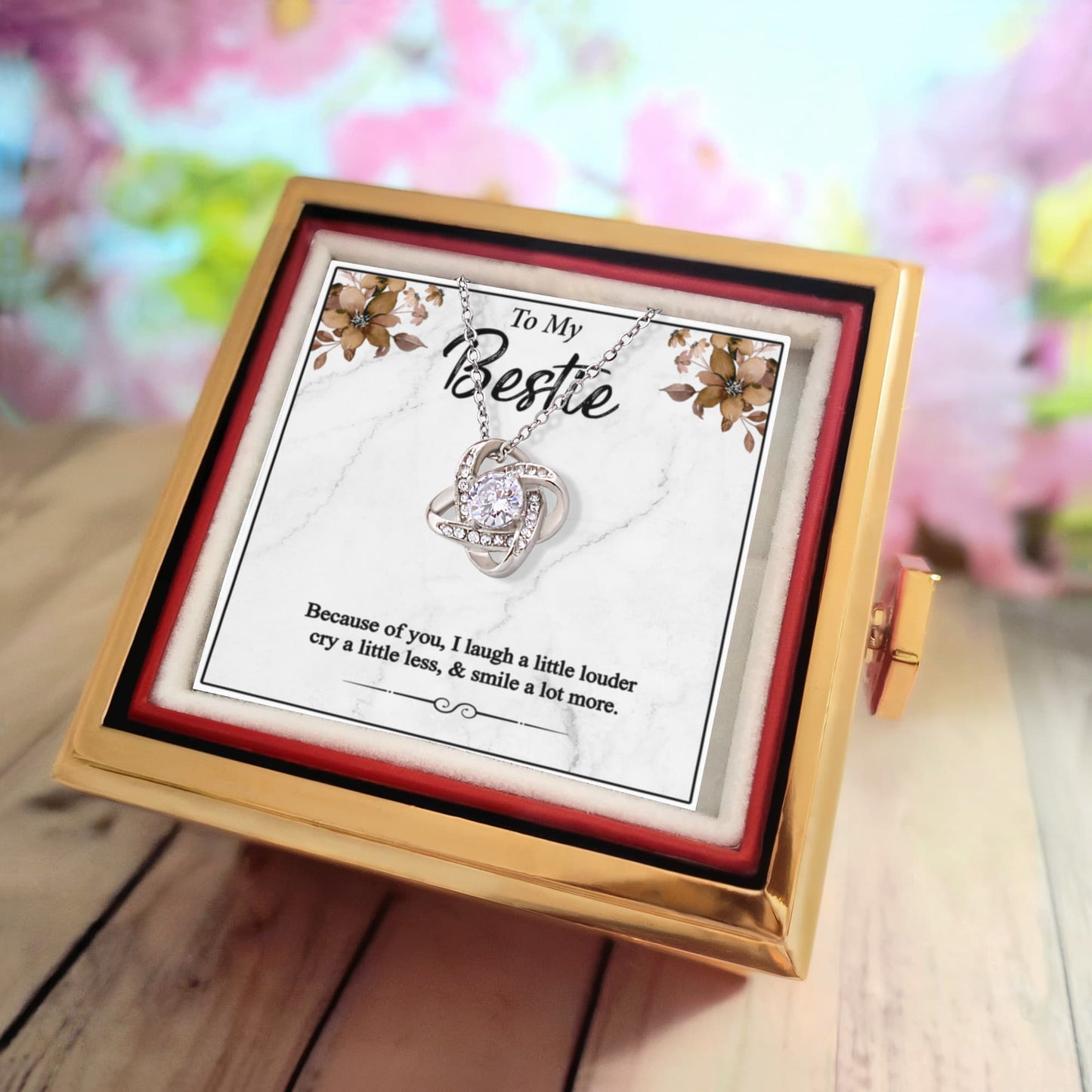 To My Bestie - The Perfect Gift of Love and Friendship | Love Knot Necklace for Best Friends Who Laugh, Love, and Stay Together Forever