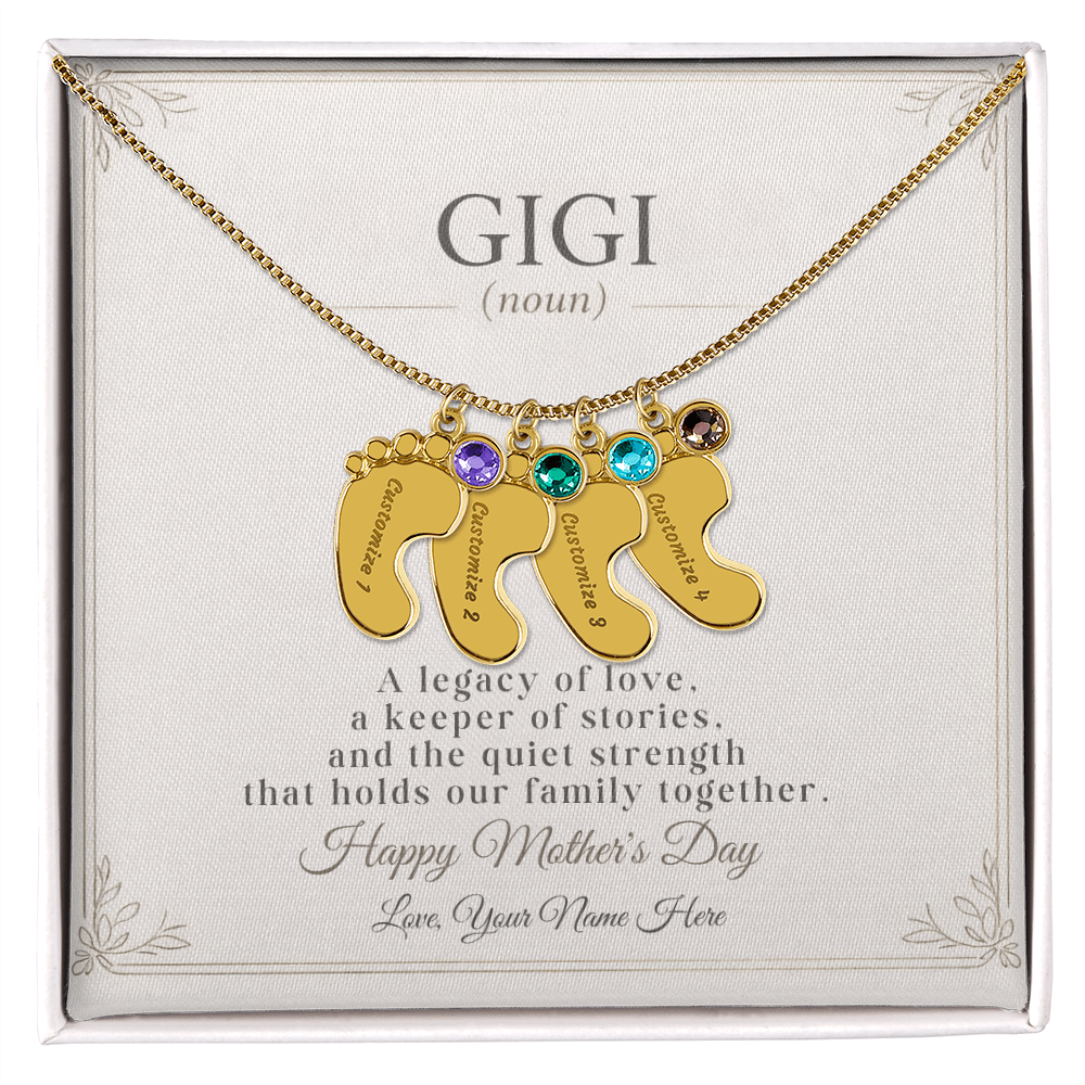 Personalized Grandma Birthstone Necklace – Custom Nana Mimi Gigi Gift for Mother's Day