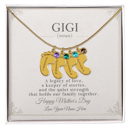 Personalized Grandma Birthstone Necklace – Custom Nana Mimi Gigi Gift for Mother's Day