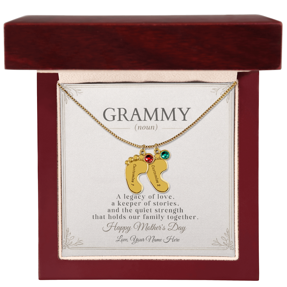 Personalized Grandma Birthstone Necklace – Custom Nana Mimi Gigi Gift for Mother's Day