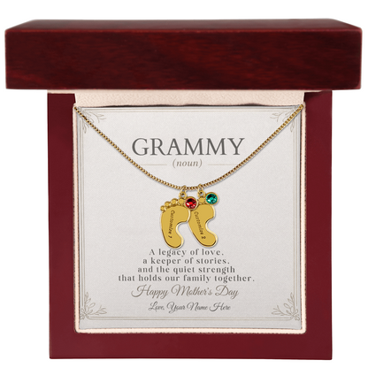 Personalized Grandma Birthstone Necklace – Custom Nana Mimi Gigi Gift for Mother's Day