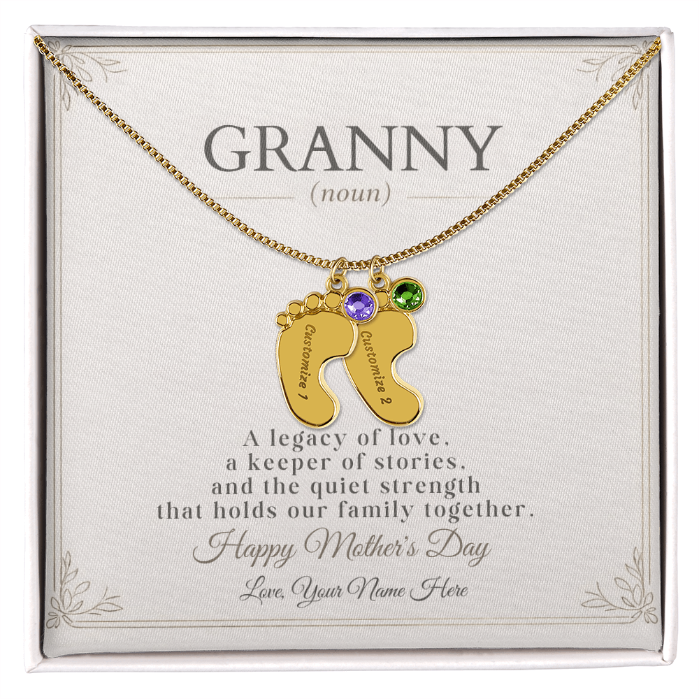 Personalized Grandma Birthstone Necklace – Custom Nana Mimi Gigi Gift for Mother's Day