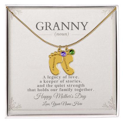 Personalized Grandma Birthstone Necklace – Custom Nana Mimi Gigi Gift for Mother's Day