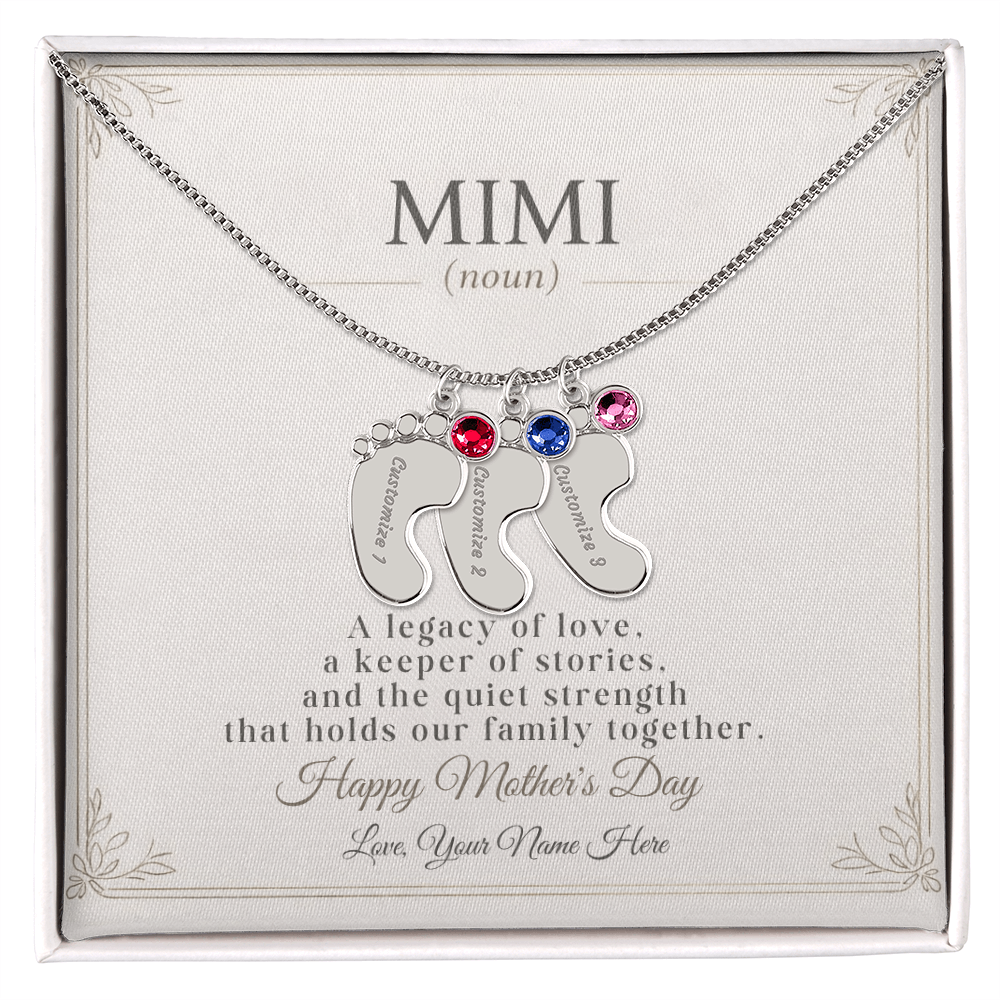 Personalized Grandma Birthstone Necklace – Custom Nana Mimi Gigi Gift for Mother's Day