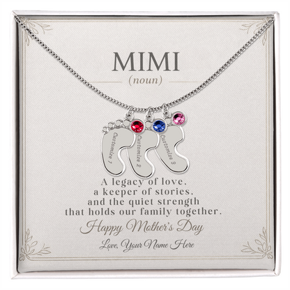 Personalized Grandma Birthstone Necklace – Custom Nana Mimi Gigi Gift for Mother's Day