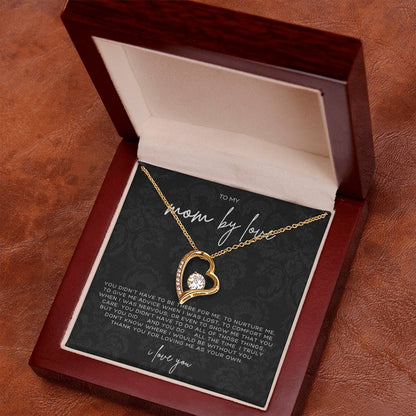 Forever Love Heart Necklace – Meaningful Gift for Mom by Love, Sentimental Jewelry from Stepson or Stepdaughter, Thank You for Loving Me as Your Own