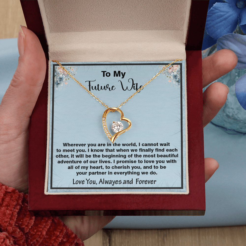 To My Future Wife, Forever Love Necklace,  Heartfelt Message Card Gift for the Woman I Haven't Met Yet but Already Love – A Promise of Forever, Faith, and Love