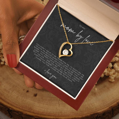 Forever Love Heart Necklace – Meaningful Gift for Mom by Love, Sentimental Jewelry from Stepson or Stepdaughter, Thank You for Loving Me as Your Own