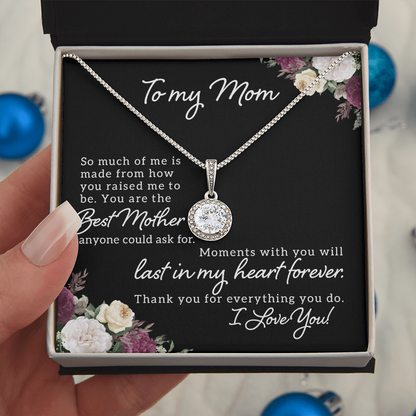 To My Mom Necklace with Message Card - Meaningful Mother's Day Gift, Birthday Gift for Mom, Christmas Jewelry for Mom, Sentimental Gift from Daughter or Son