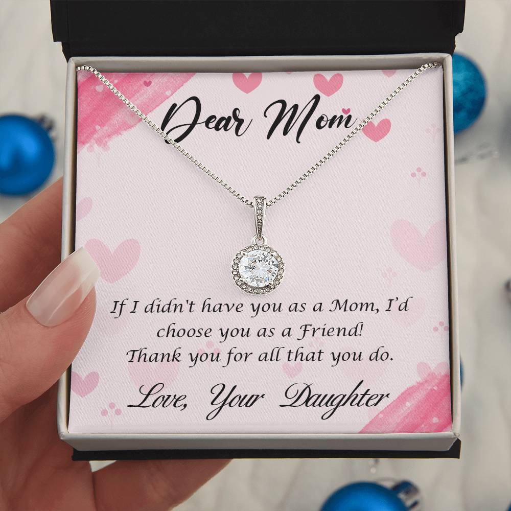 Dear Mom Necklace with Message Card - Heartfelt Gift for Mother’s Day, Birthday, or Christmas, Jewelry Gift from Daughter