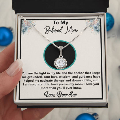 To My Beloved Mom Necklace - Meaningful Gift for Mom from Son, Mother’s Day, Birthday, Christmas Jewelry for Mom