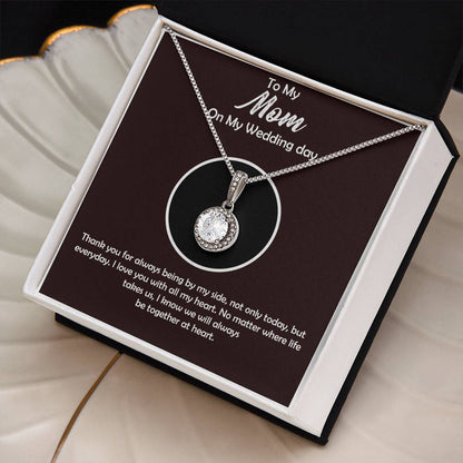 To My Mom on My Wedding Day Necklace - Sentimental Wedding Gift for Mother of the Bride or Groom, Meaningful Jewelry for Mom