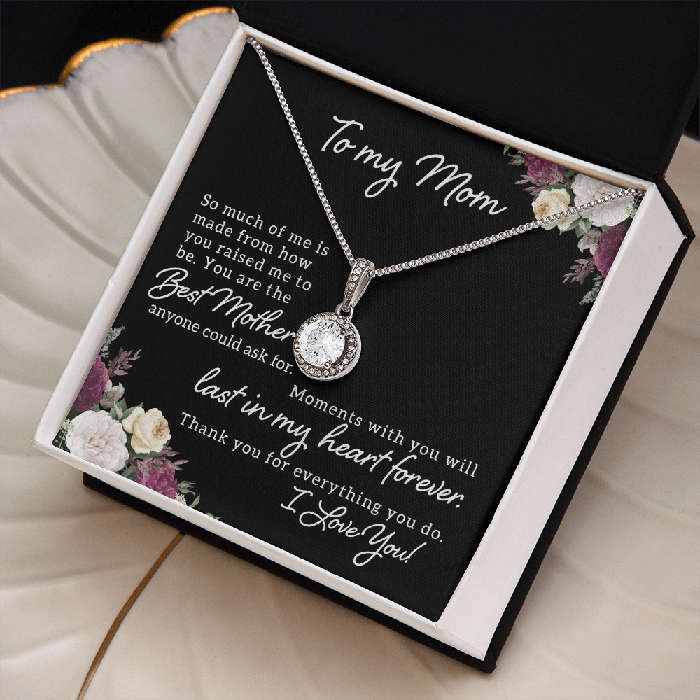 To My Mom Necklace with Message Card - Meaningful Mother's Day Gift, Birthday Gift for Mom, Christmas Jewelry for Mom, Sentimental Gift from Daughter or Son