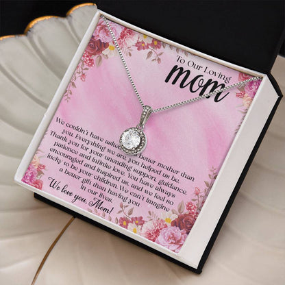 To Our Loving Mom Necklace - Thoughtful Gift from Children, Mother’s Day, Birthday, Christmas Gift for Mom