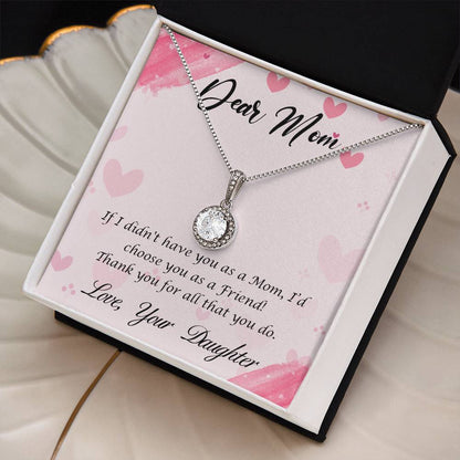 Dear Mom Necklace with Message Card - Heartfelt Gift for Mother’s Day, Birthday, or Christmas, Jewelry Gift from Daughter