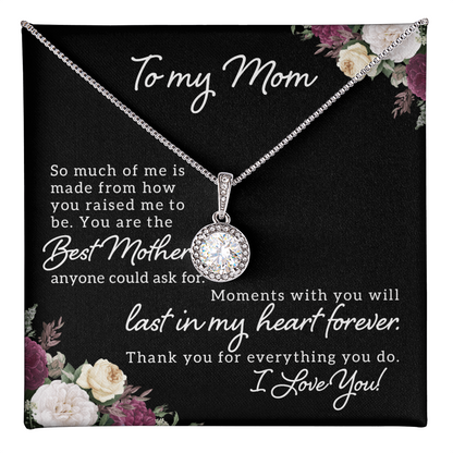 To My Mom Necklace with Message Card - Meaningful Mother's Day Gift, Birthday Gift for Mom, Christmas Jewelry for Mom, Sentimental Gift from Daughter or Son