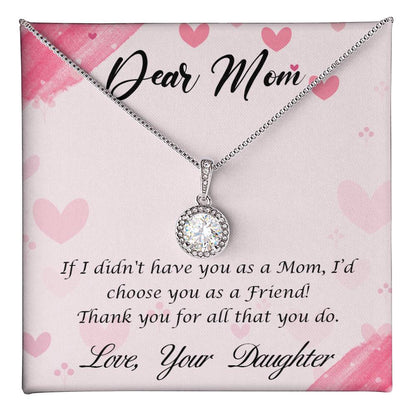 Dear Mom Necklace with Message Card - Heartfelt Gift for Mother’s Day, Birthday, or Christmas, Jewelry Gift from Daughter