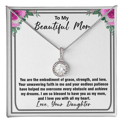 To My Beautiful Mom Necklace - Sentimental Gift for Mother’s Day, Birthday, Christmas, or Just Because, Jewelry Gift from Daughter