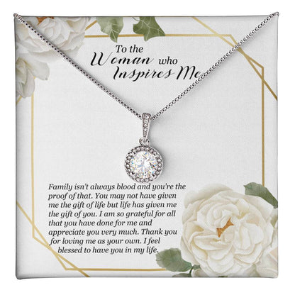 To the Woman Who Inspires Me Necklace - Meaningful Gift for Bonus Mom, Stepmom, or Mother Figure, Appreciation Jewelry