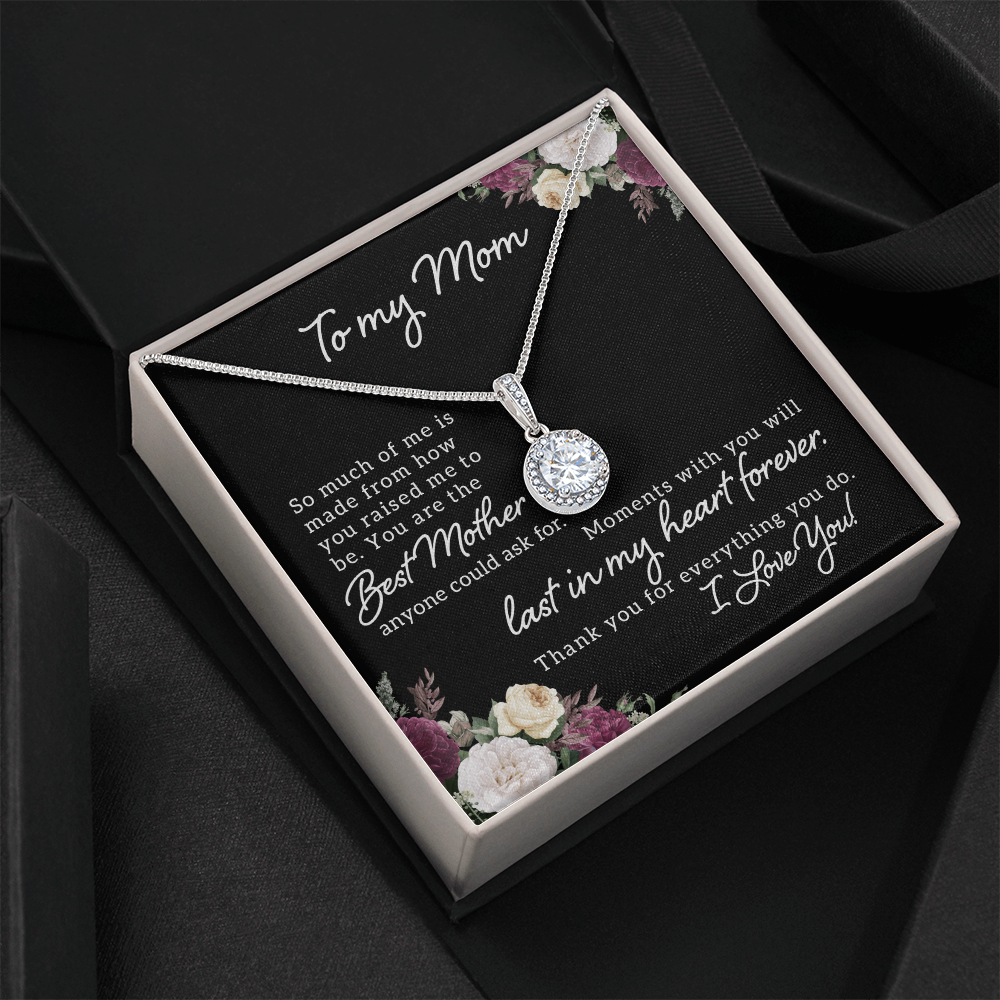 To My Mom Necklace with Message Card - Meaningful Mother's Day Gift, Birthday Gift for Mom, Christmas Jewelry for Mom, Sentimental Gift from Daughter or Son