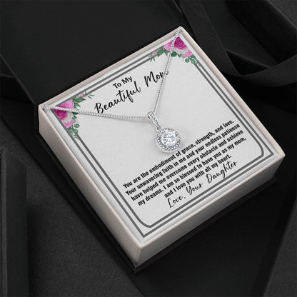 To My Beautiful Mom Necklace - Sentimental Gift for Mother’s Day, Birthday, Christmas, or Just Because, Jewelry Gift from Daughter