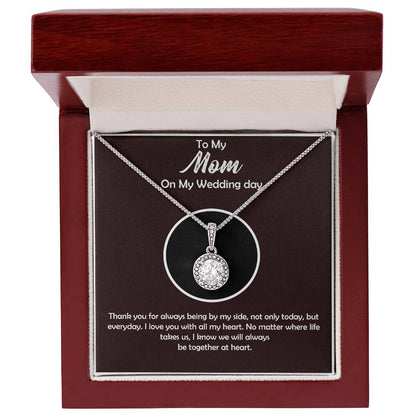 To My Mom on My Wedding Day Necklace - Sentimental Wedding Gift for Mother of the Bride or Groom, Meaningful Jewelry for Mom