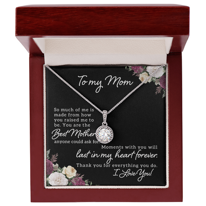 To My Mom Necklace with Message Card - Meaningful Mother's Day Gift, Birthday Gift for Mom, Christmas Jewelry for Mom, Sentimental Gift from Daughter or Son