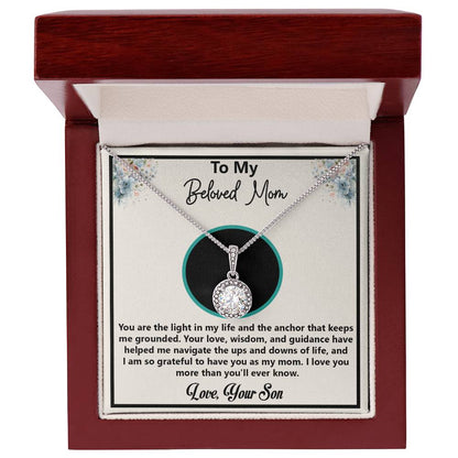 To My Beloved Mom Necklace - Meaningful Gift for Mom from Son, Mother’s Day, Birthday, Christmas Jewelry for Mom