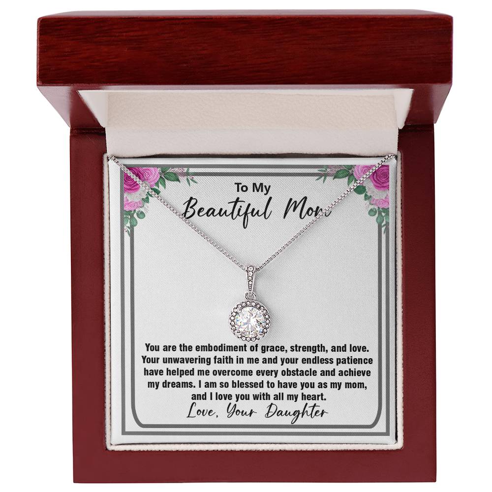 To My Beautiful Mom Necklace - Sentimental Gift for Mother’s Day, Birthday, Christmas, or Just Because, Jewelry Gift from Daughter