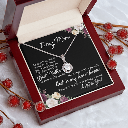 To My Mom Necklace with Message Card - Meaningful Mother's Day Gift, Birthday Gift for Mom, Christmas Jewelry for Mom, Sentimental Gift from Daughter or Son