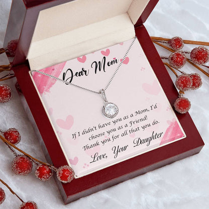 Dear Mom Necklace with Message Card - Heartfelt Gift for Mother’s Day, Birthday, or Christmas, Jewelry Gift from Daughter