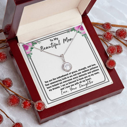 To My Beautiful Mom Necklace - Sentimental Gift for Mother’s Day, Birthday, Christmas, or Just Because, Jewelry Gift from Daughter