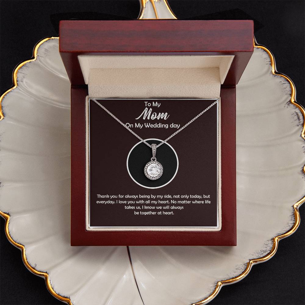 To My Mom on My Wedding Day Necklace - Sentimental Wedding Gift for Mother of the Bride or Groom, Meaningful Jewelry for Mom